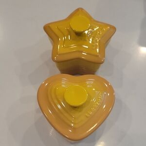 Le Creuset Retired Mustard Yellow Star Heart Cocotte Bundle
